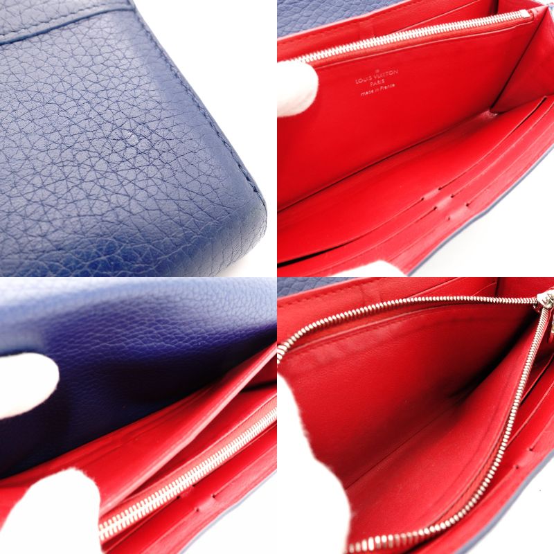 LOUIS VUITTON Taurillon Capucines Long Wallet Navy Blue Leather LV Logo Silver Hardware R801902