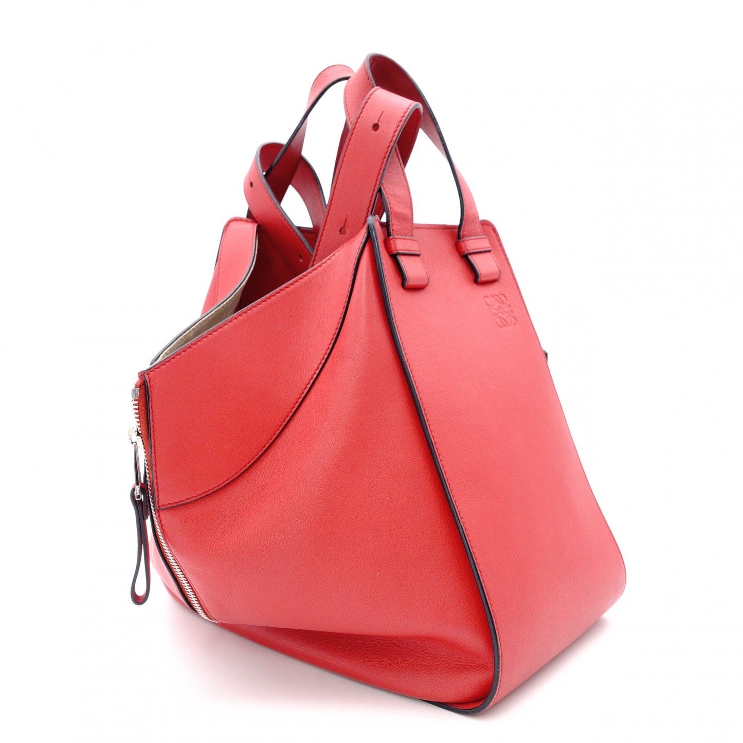 LOEWE Hammock Handbag, Medium, Leather, Red, 2-Way