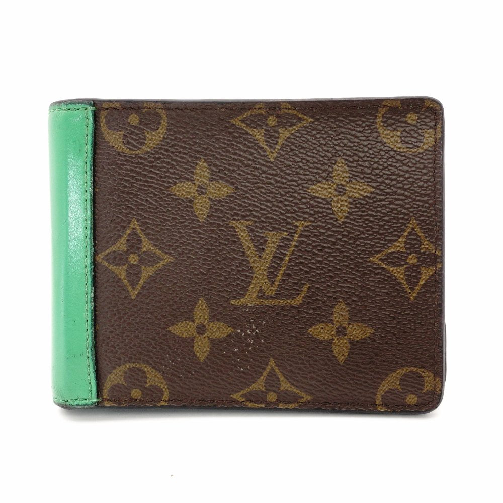 LOUIS VUITTON Monogram Multiple Macassar Wallet Brown x Green Men's Mini Wallet R801577