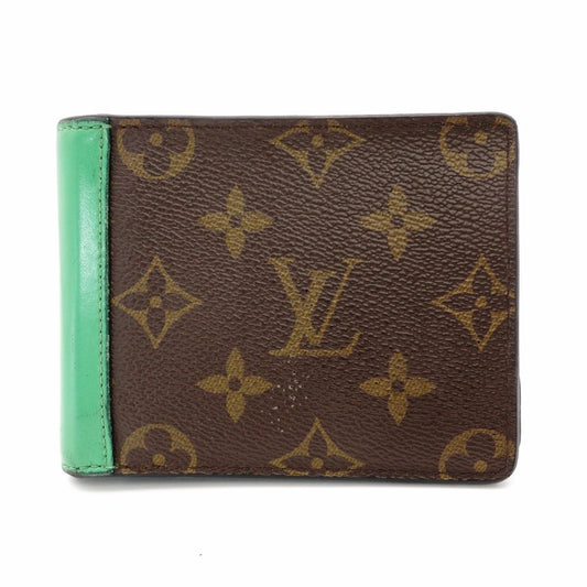 LOUIS VUITTON Monogram Multiple Macassar Wallet Brown x Green Men's Mini Wallet R801577