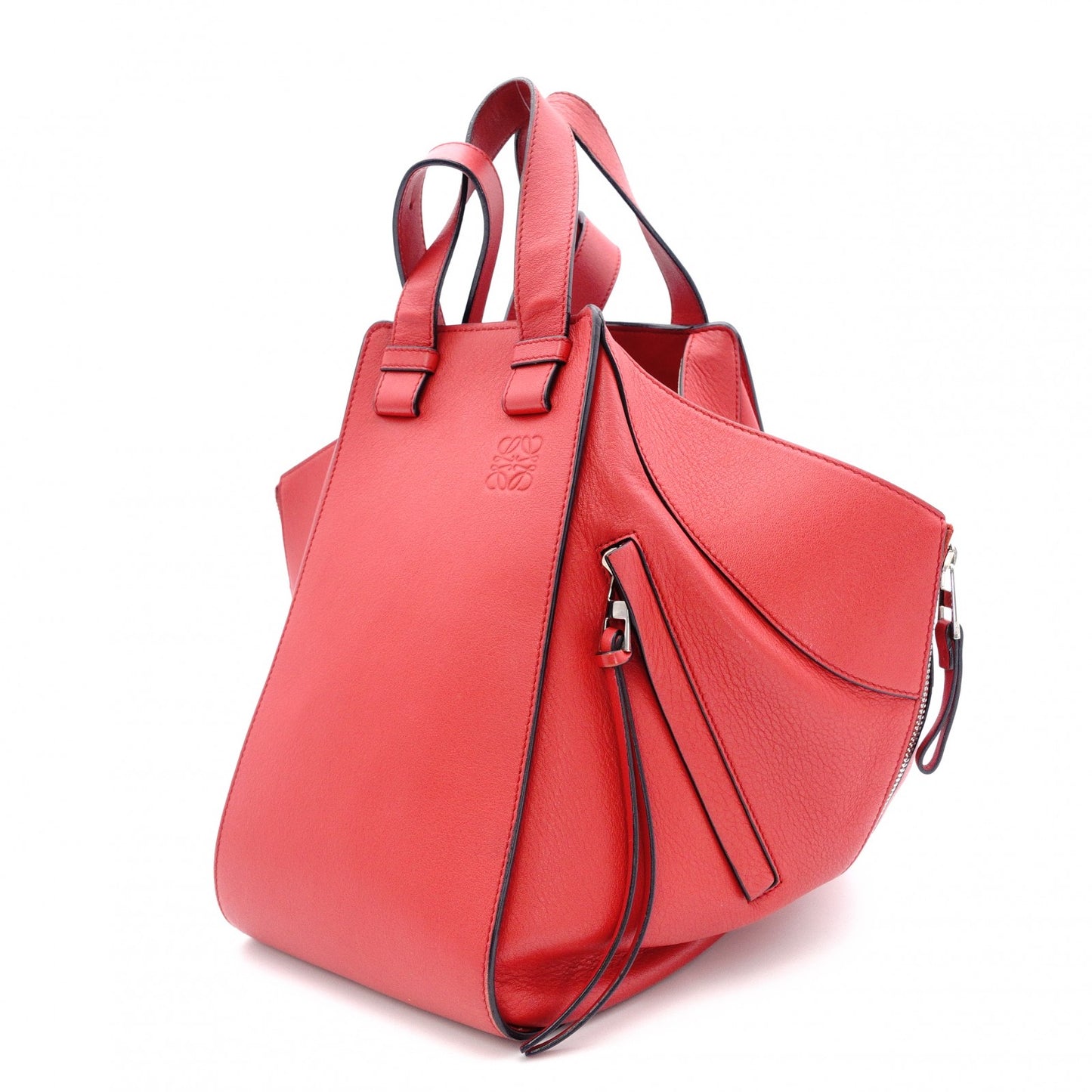 LOEWE Hammock Handbag, Medium, Leather, Red, 2-Way