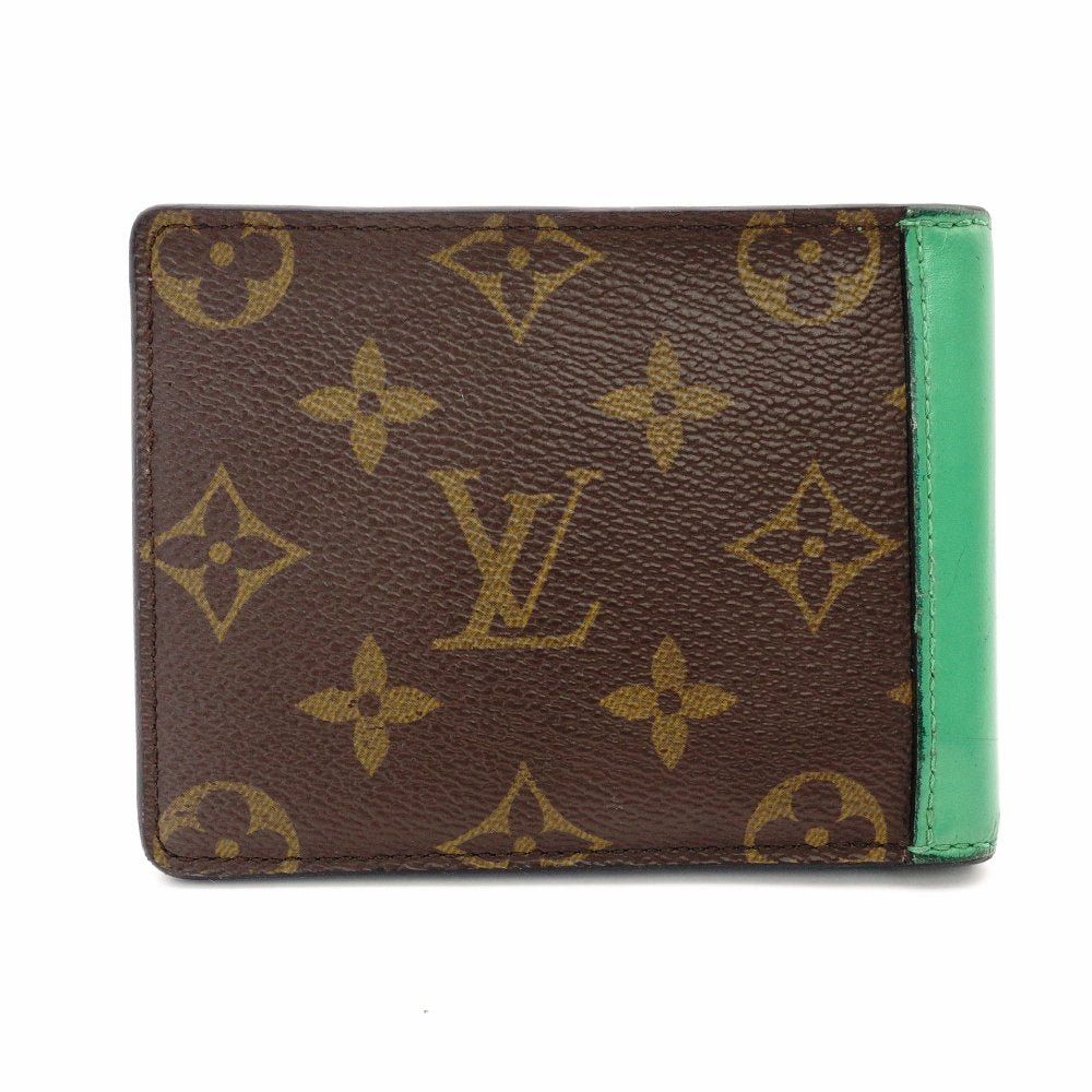 LOUIS VUITTON Monogram Multiple Macassar Wallet Brown x Green Men's Mini Wallet R801577