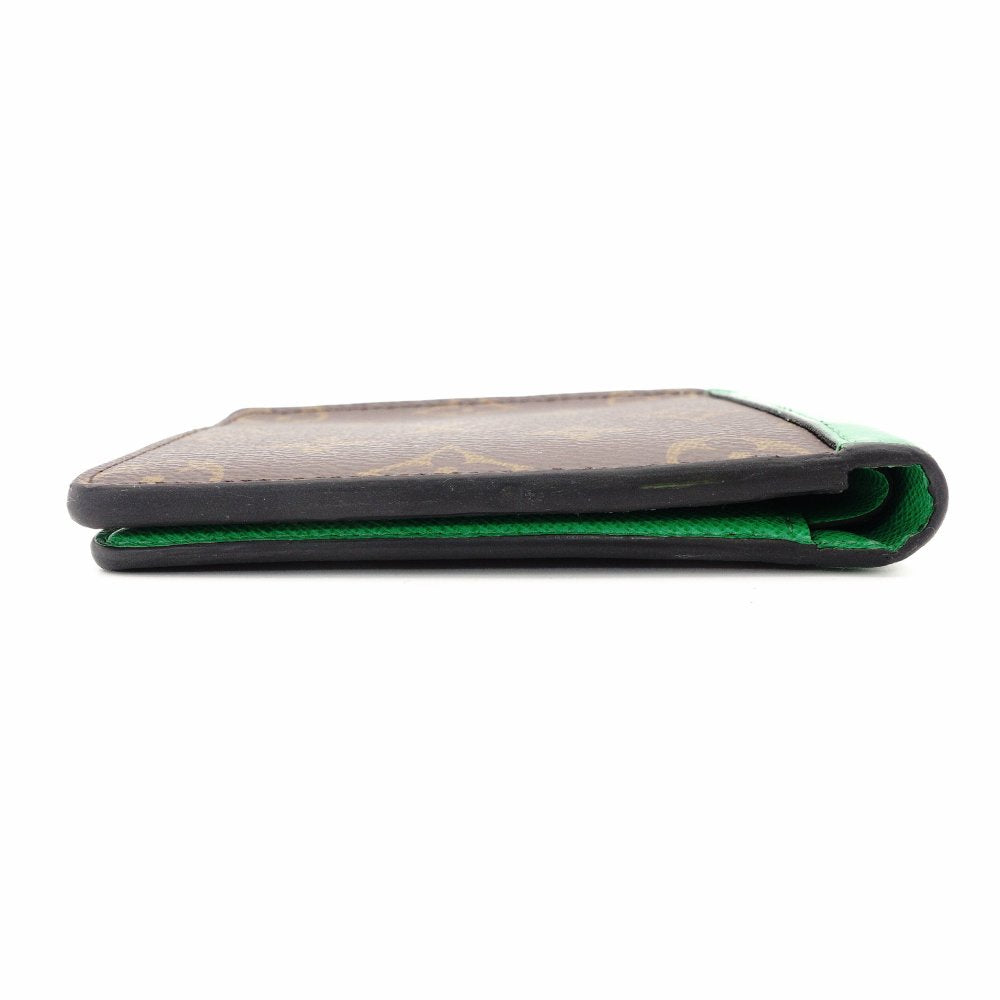 LOUIS VUITTON Monogram Multiple Macassar Wallet Brown x Green Men's Mini Wallet R801577