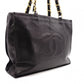 CHANEL Lambskin Chain Tote Bag with Coco Logo, Leather Shoulder Bag, Black, Vintage, Gold Hardware
