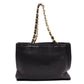 CHANEL Lambskin Chain Tote Bag with Coco Logo, Leather Shoulder Bag, Black, Vintage, Gold Hardware