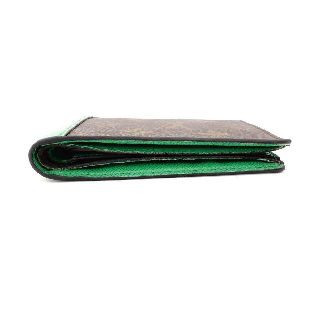 LOUIS VUITTON Monogram Multiple Macassar Wallet Brown x Green Men's Mini Wallet R801577