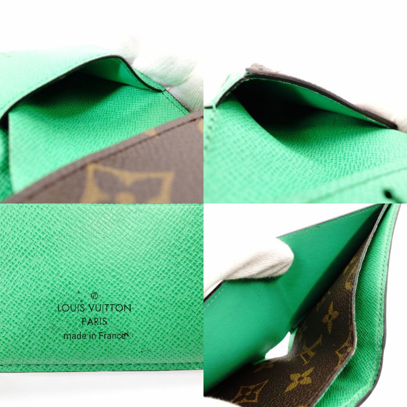 LOUIS VUITTON Monogram Multiple Macassar Wallet Brown x Green Men's Mini Wallet R801577