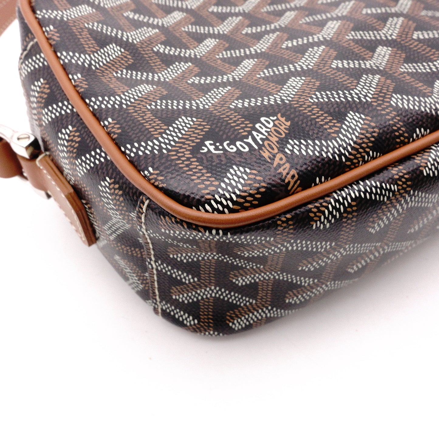 GOYARD Cup Vert Shoulder Bag, PVC/Leather, Black, Crossbody