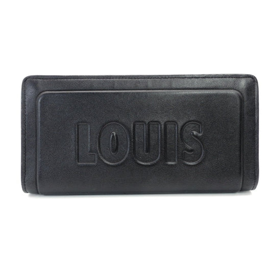 LOUIS VUITTON Portefeuille Braza Black Leather Black Long Wallet Logo Men's R8020020