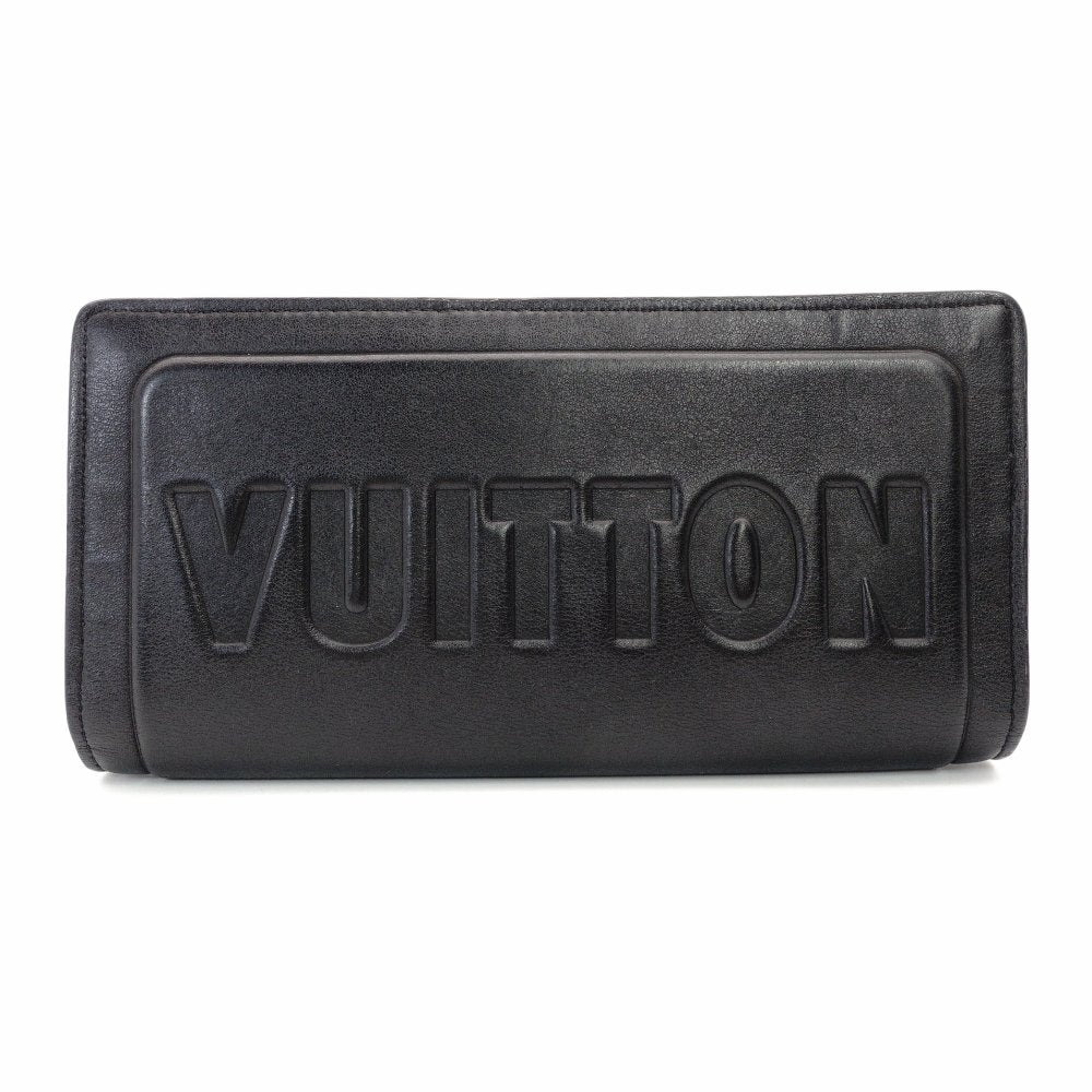 LOUIS VUITTON Portefeuille Braza Black Leather Black Long Wallet Logo Men's R8020020