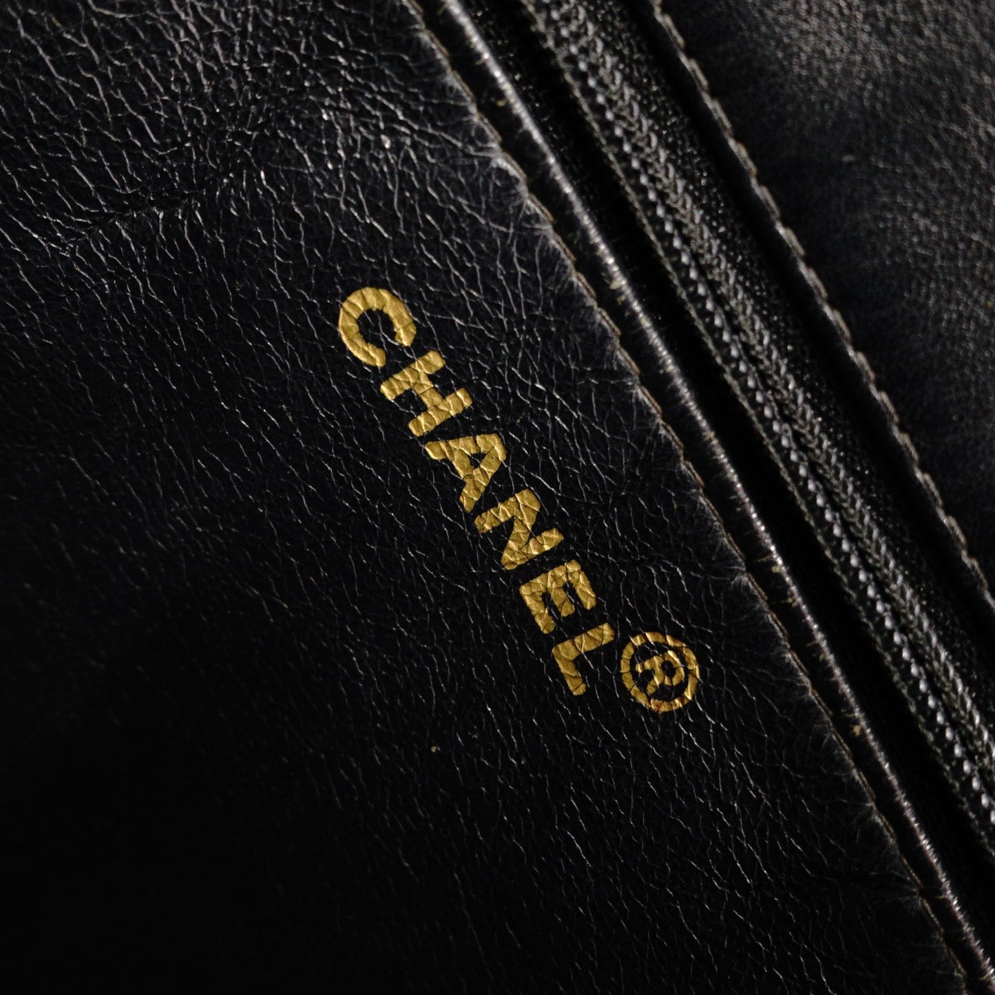 CHANEL Lambskin Chain Tote Bag with Coco Logo, Leather Shoulder Bag, Black, Vintage, Gold Hardware