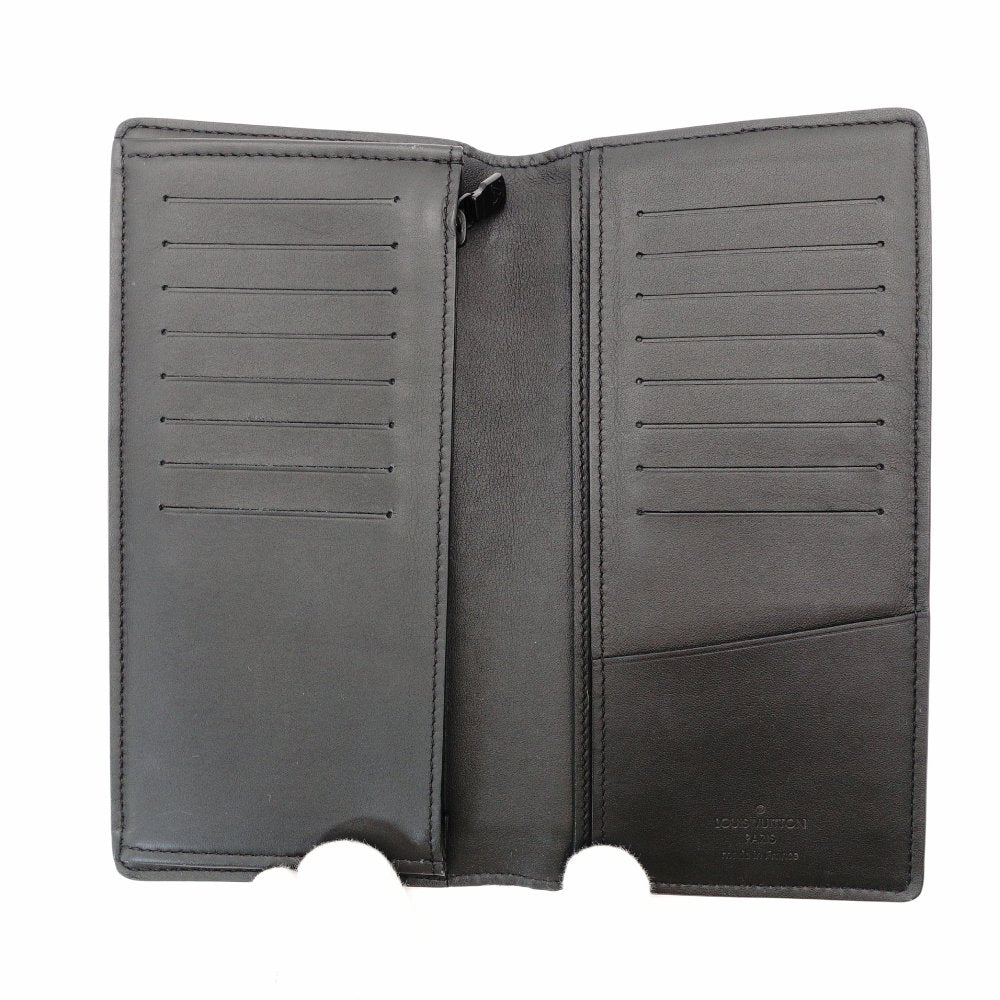 LOUIS VUITTON Portefeuille Braza Black Leather Black Long Wallet Logo Men's R8020020