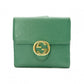 GUCCI Interlocking Bifold Wallet, Leather, Green, Gold Hardware