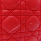 Christian Dior Lady Dior Soft Handbag, Leather, Red, Silver Hardware, CD Charm, Logo