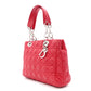 Christian Dior Lady Dior Soft Handbag, Leather, Red, Silver Hardware, CD Charm, Logo