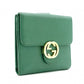 GUCCI Interlocking Bifold Wallet, Leather, Green, Gold Hardware