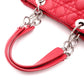 Christian Dior Lady Dior Soft Handbag, Leather, Red, Silver Hardware, CD Charm, Logo
