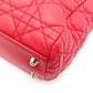 Christian Dior Lady Dior Soft Handbag, Leather, Red, Silver Hardware, CD Charm, Logo