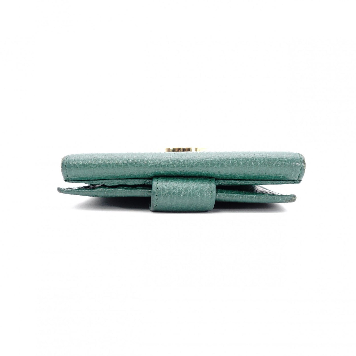 GUCCI Interlocking Bifold Wallet, Leather, Green, Gold Hardware
