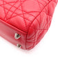 Christian Dior Lady Dior Soft Handbag, Leather, Red, Silver Hardware, CD Charm, Logo