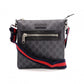 GUCCI GG Supreme Shoulder Bag, PVC/Leather, Grey, GG Logo, Men’s Crossbody Bag
