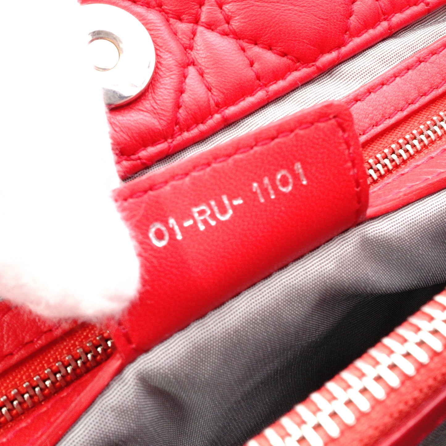 Christian Dior Lady Dior Soft Handbag, Leather, Red, Silver Hardware, CD Charm, Logo