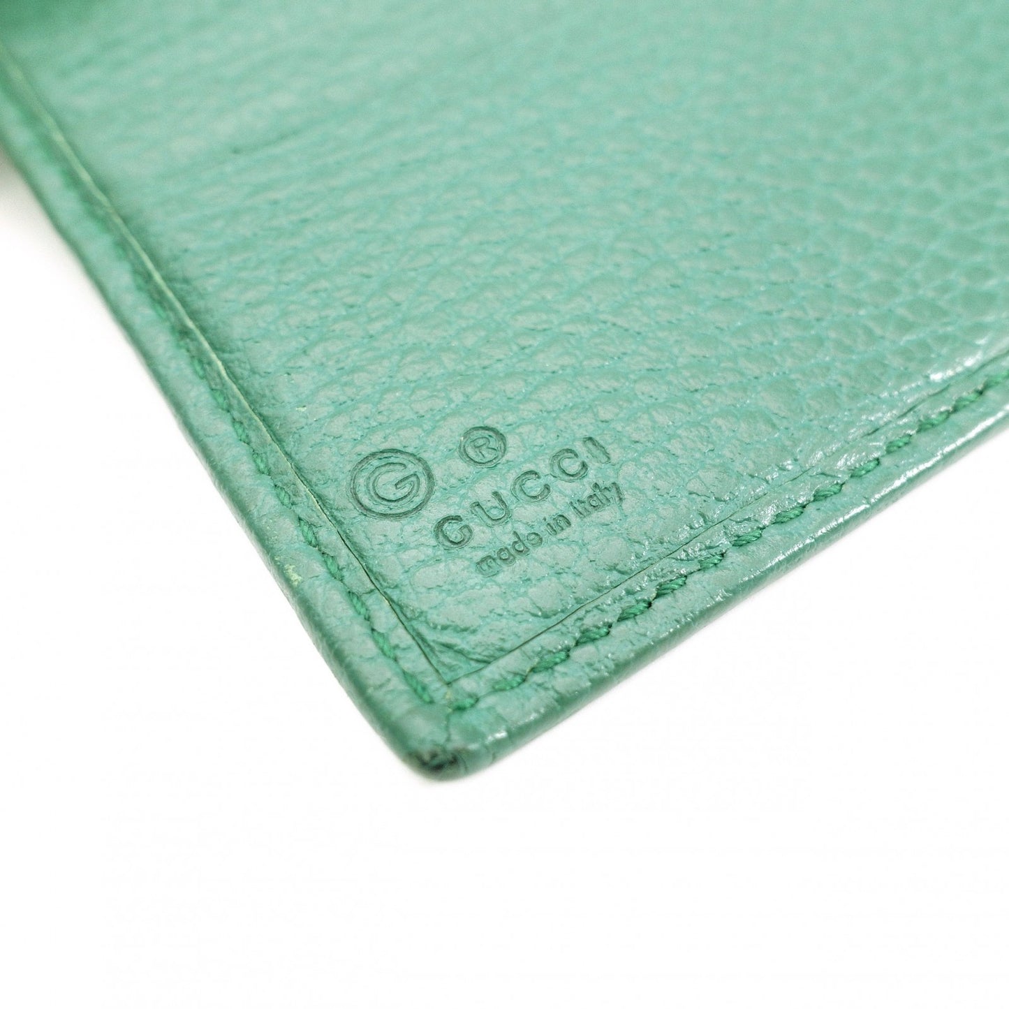 GUCCI Interlocking Bifold Wallet, Leather, Green, Gold Hardware