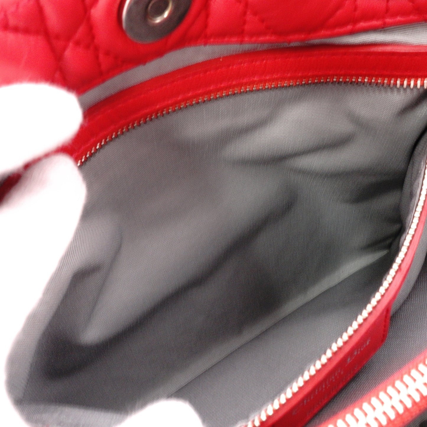 Christian Dior Lady Dior Soft Handbag, Leather, Red, Silver Hardware, CD Charm, Logo