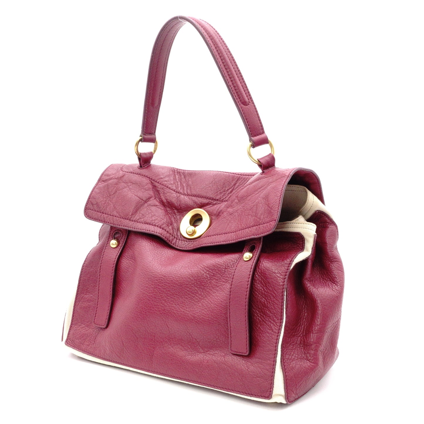 Yves Saint Laurent Muse To Handbag, Leather, Bordeaux, Gold Hardware, Vintage