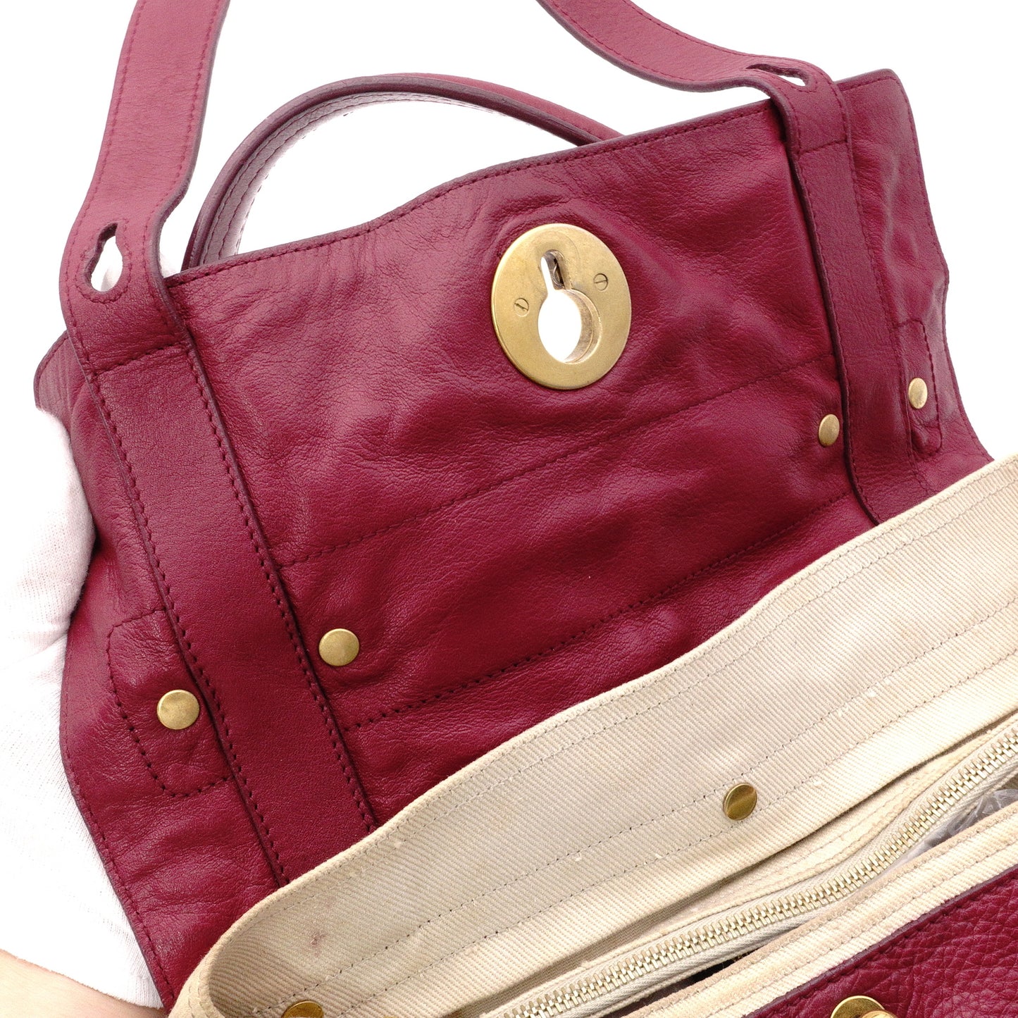 Yves Saint Laurent Muse To Handbag, Leather, Bordeaux, Gold Hardware, Vintage