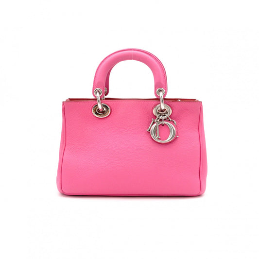 Christian Dior Diorissimo Handbag, Leather, Pink, 2-way, Silver Hardware
