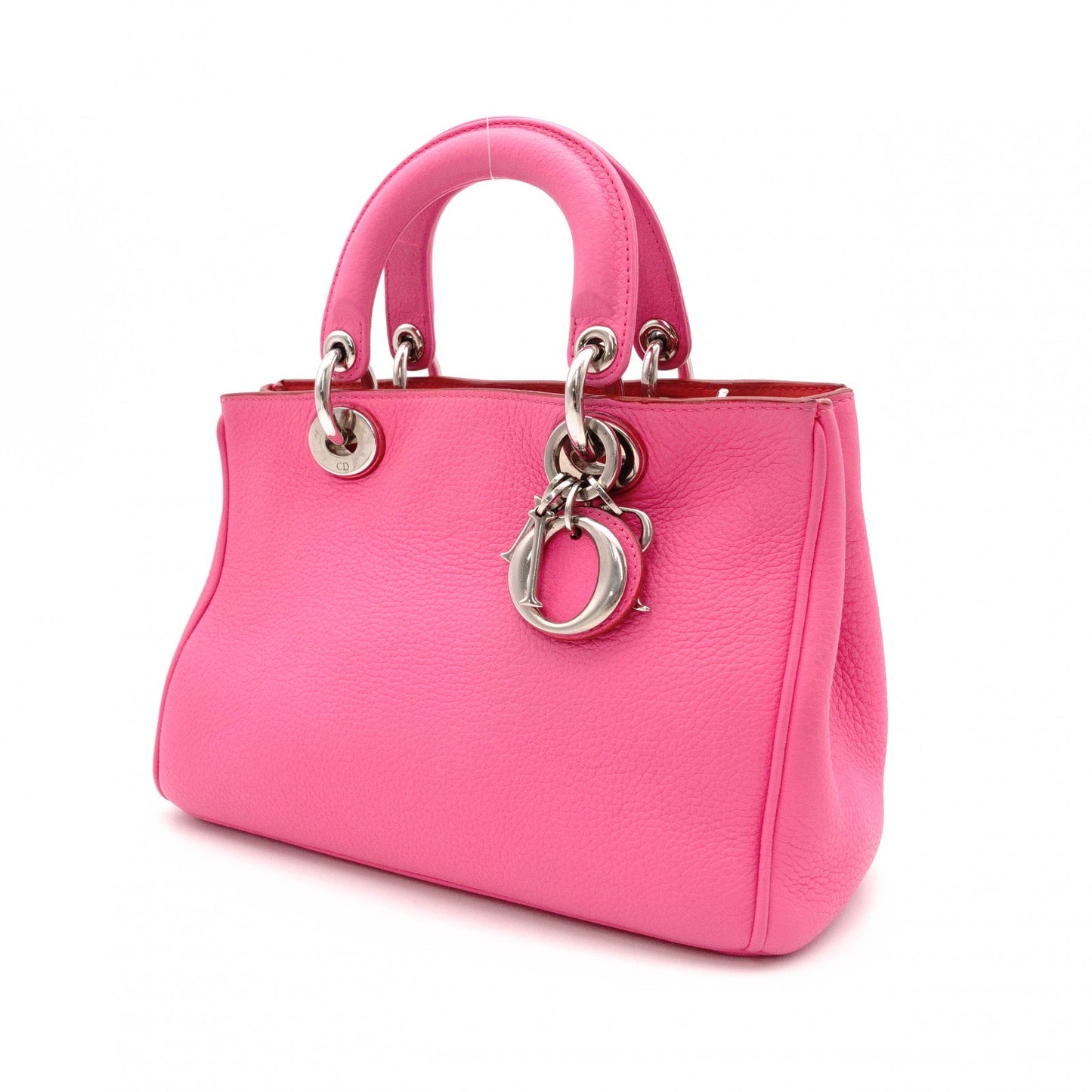 Christian Dior Diorissimo Handbag, Leather, Pink, 2-way, Silver Hardware