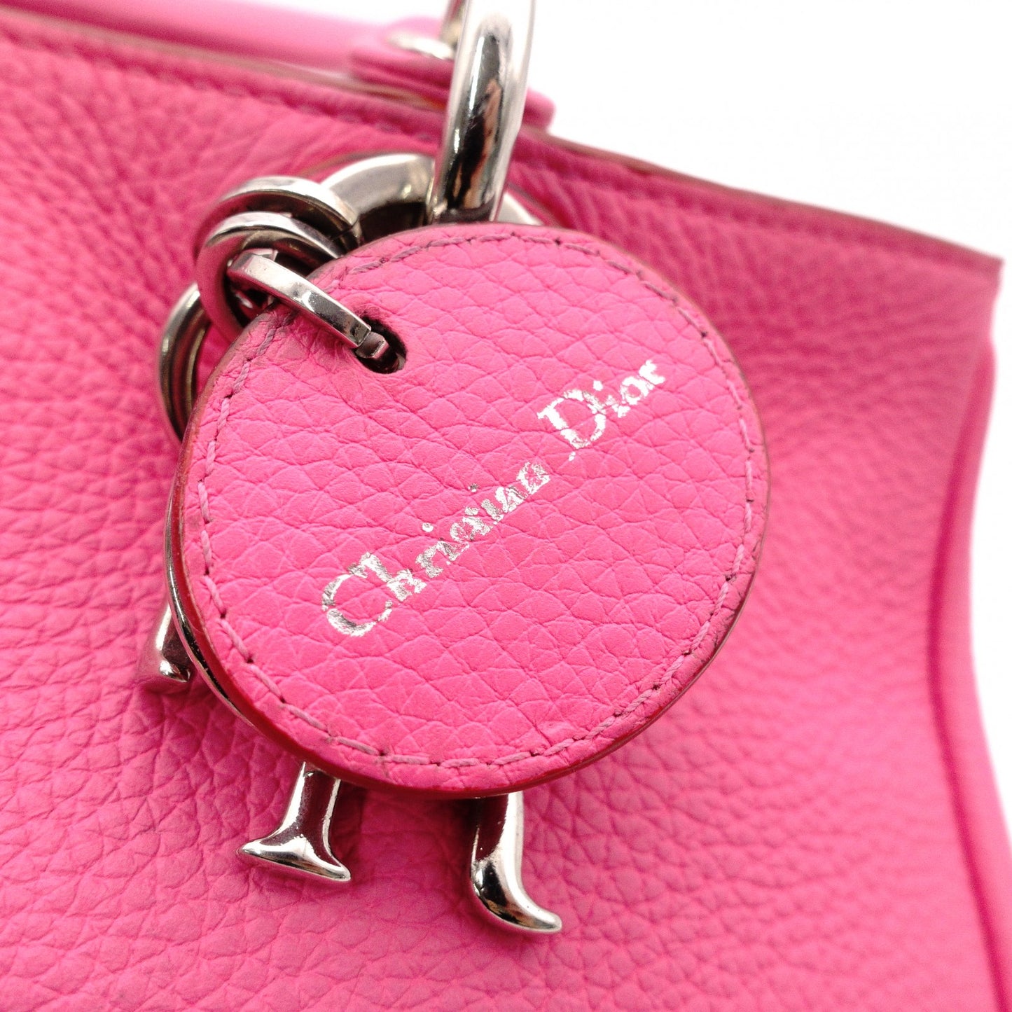 Christian Dior Diorissimo Handbag, Leather, Pink, 2-way, Silver Hardware