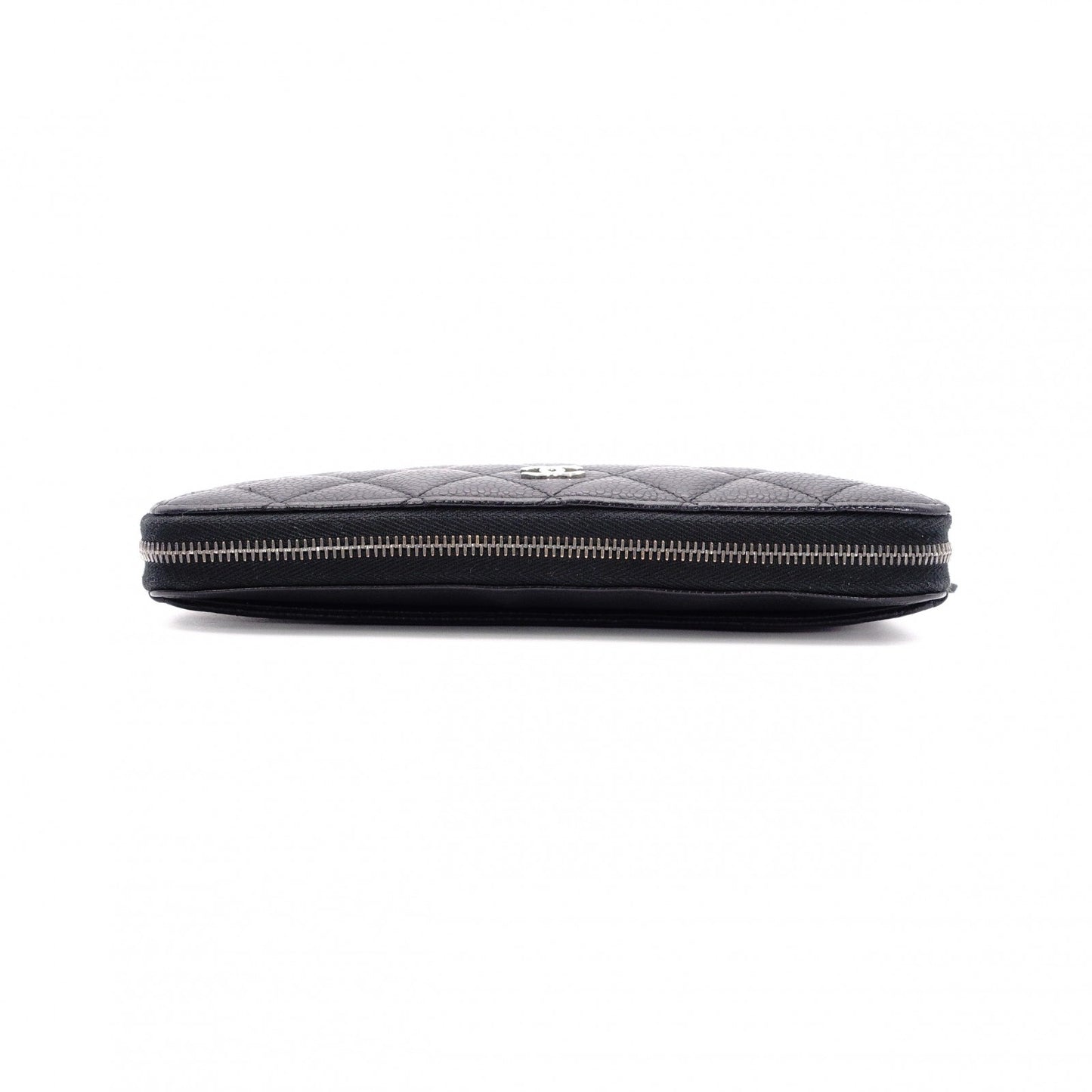 CHANEL Matelassé Long Wallet, Leather, Black, Silver Hardware