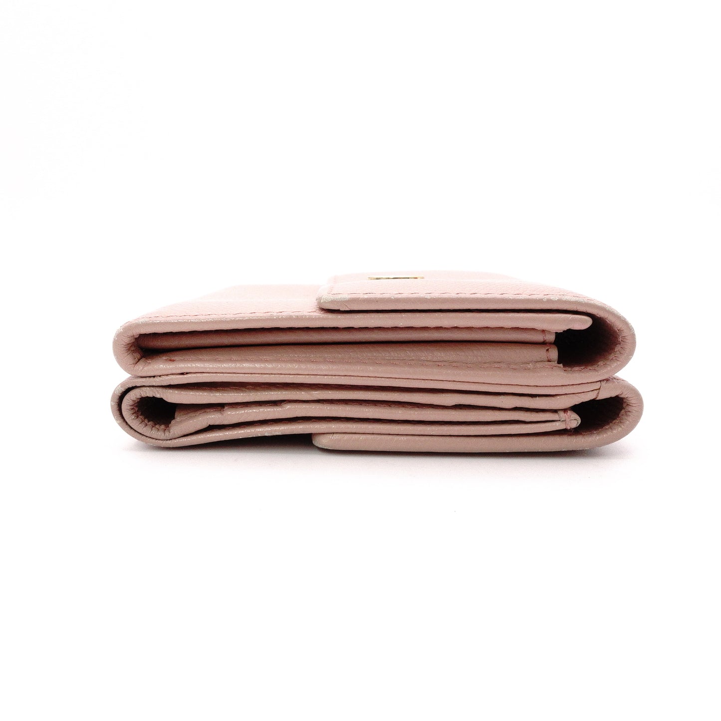 CHANEL Coco Logo Bifold Wallet, Leather, Pink, Women's, CC Logo, Gold Hardware