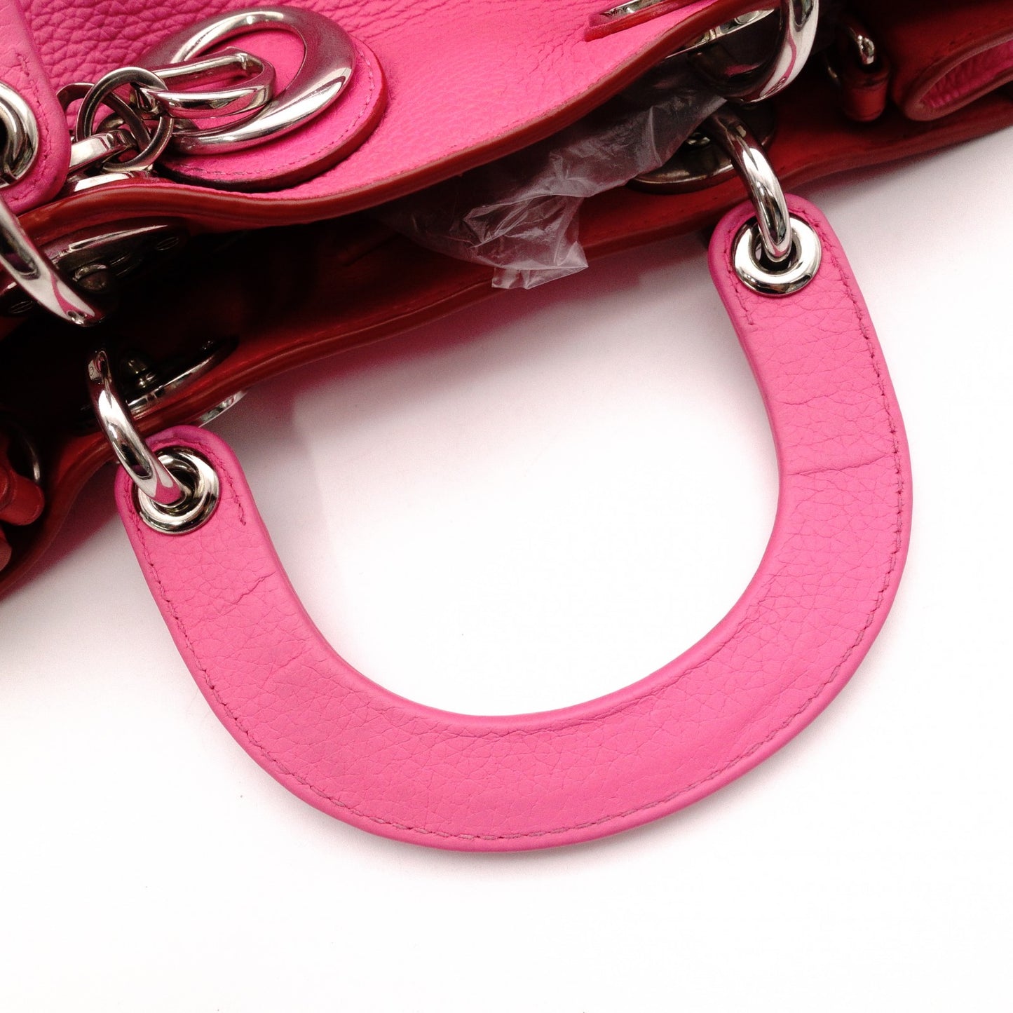 Christian Dior Diorissimo Handbag, Leather, Pink, 2-way, Silver Hardware
