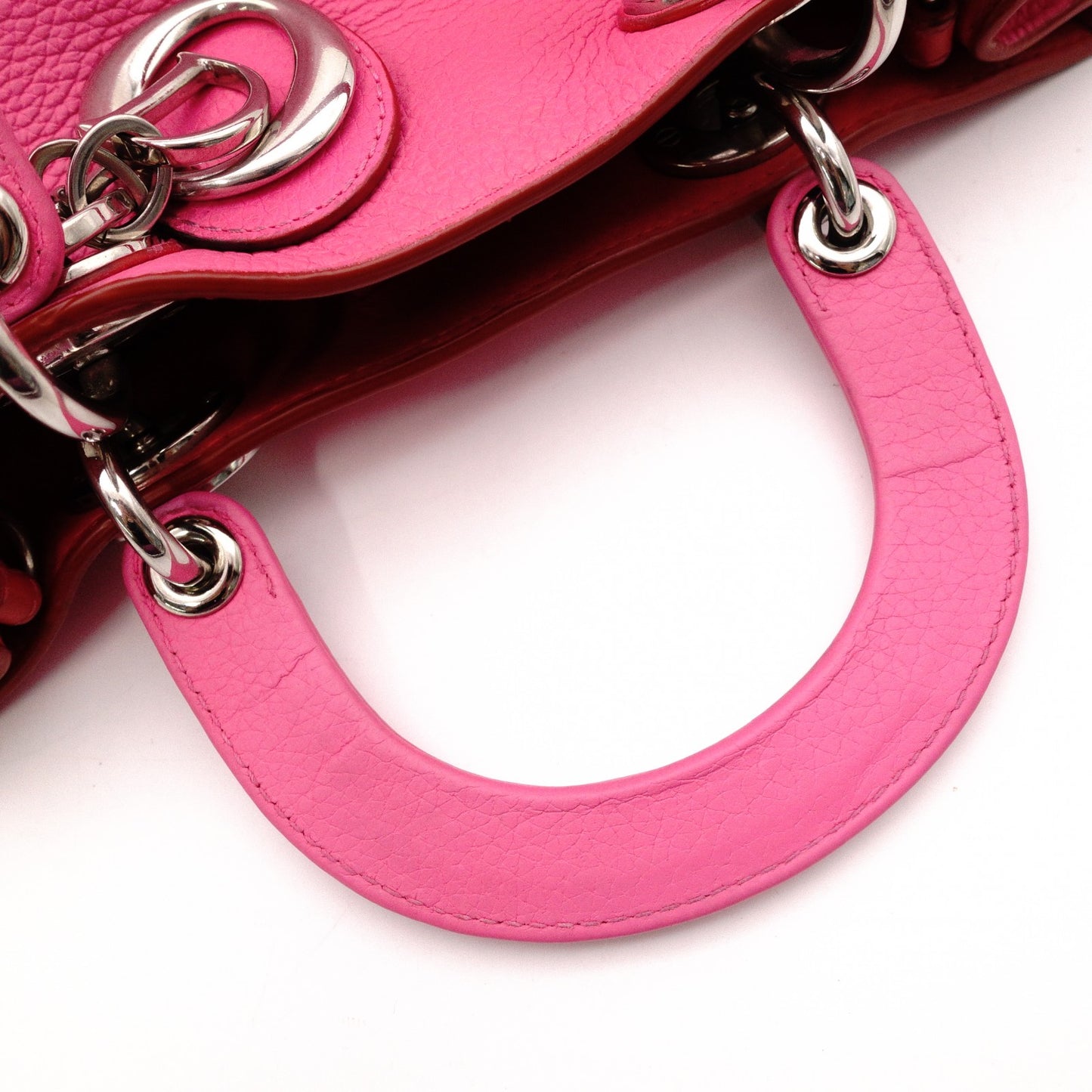 Christian Dior Diorissimo Handbag, Leather, Pink, 2-way, Silver Hardware