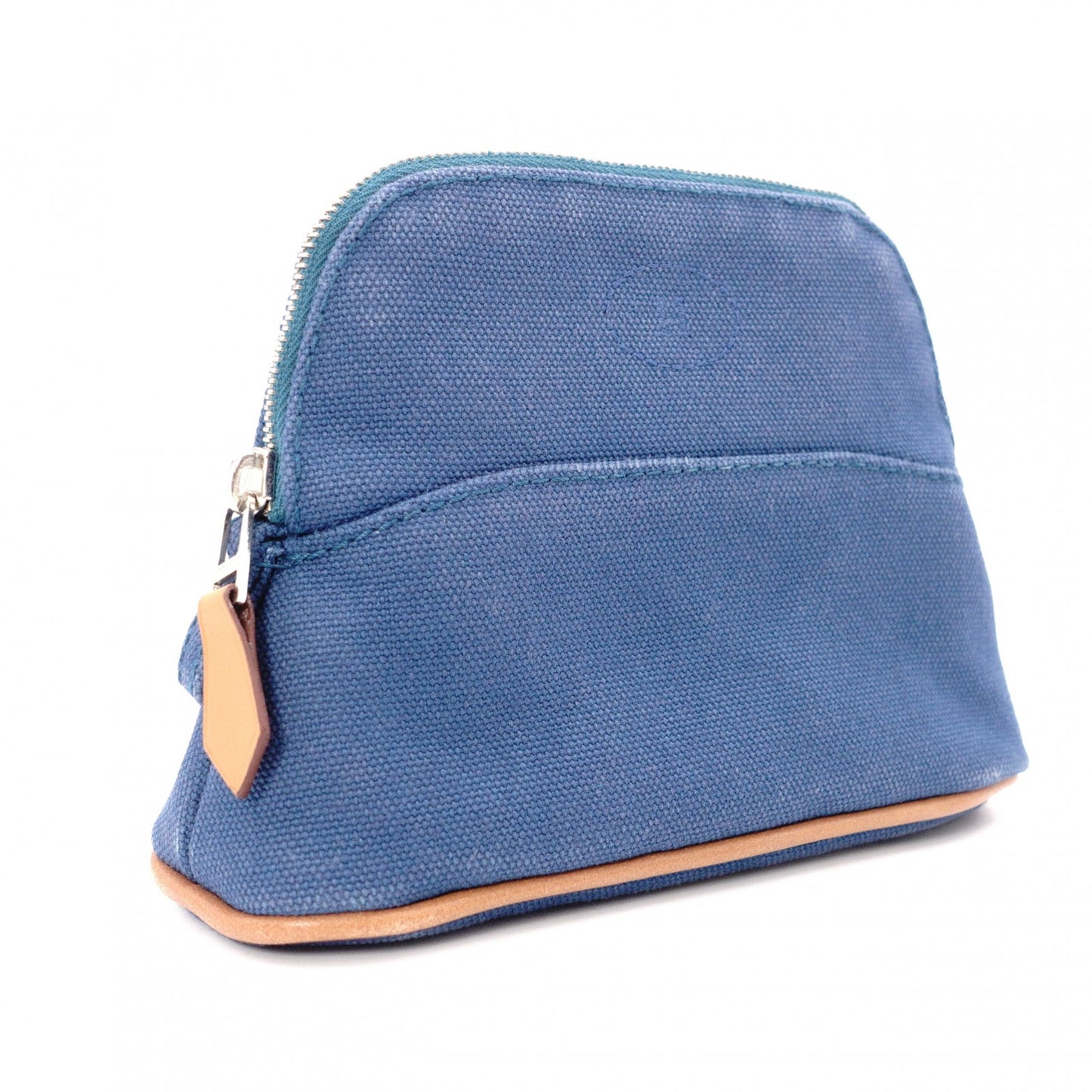 HERMES Bolide Pouch, Canvas, Blue, H Logo, Make-up Pouch