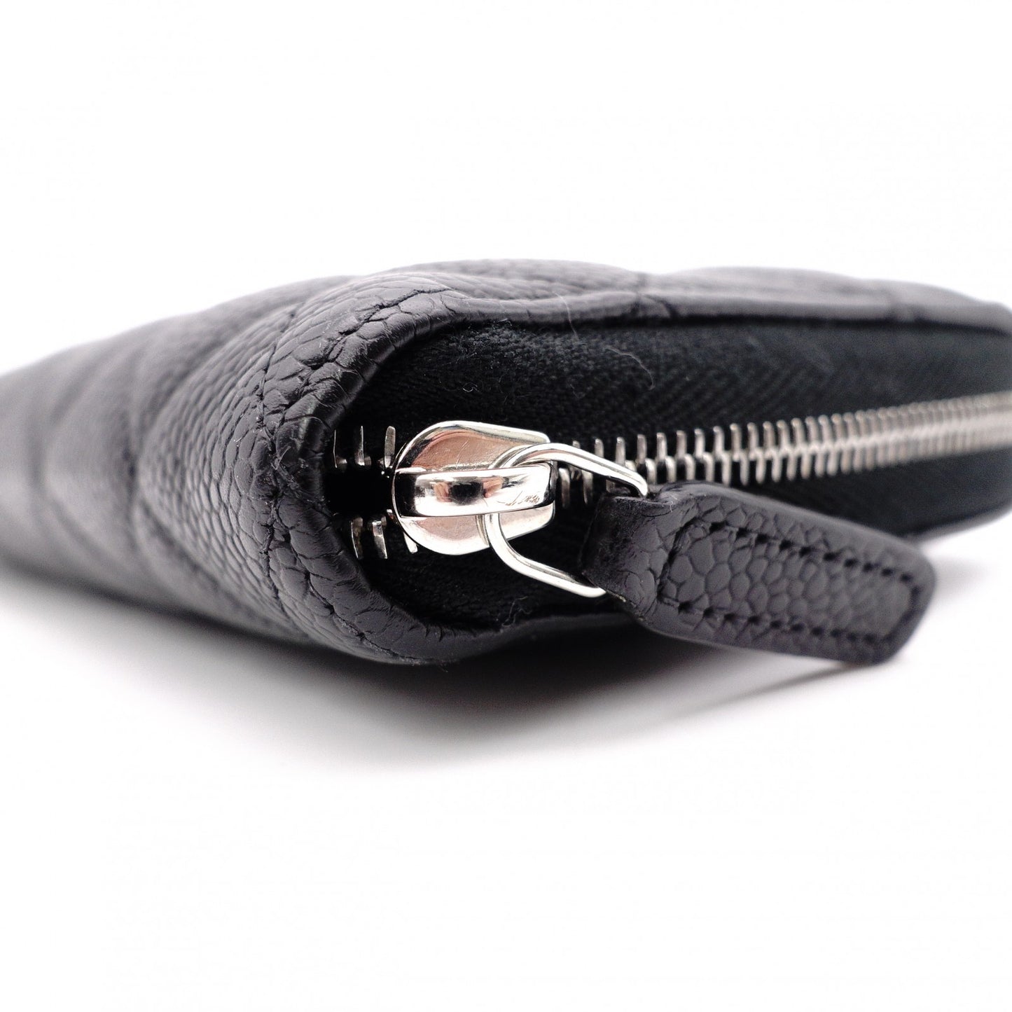CHANEL Matelassé Long Wallet, Leather, Black, Silver Hardware