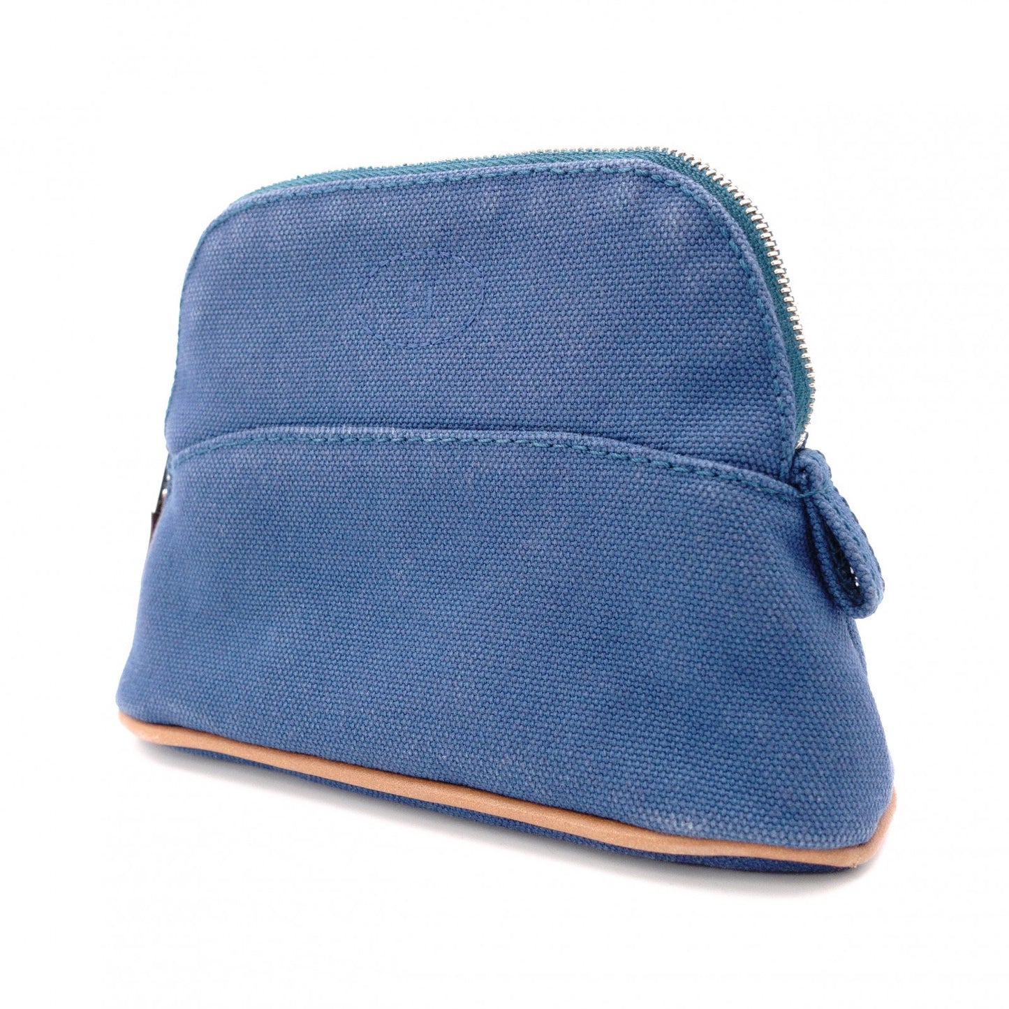 HERMES Bolide Pouch, Canvas, Blue, H Logo, Make-up Pouch