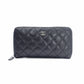 CHANEL Matelassé Long Wallet, Leather, Black, Silver Hardware