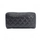 CHANEL Matelassé Long Wallet, Leather, Black, Silver Hardware