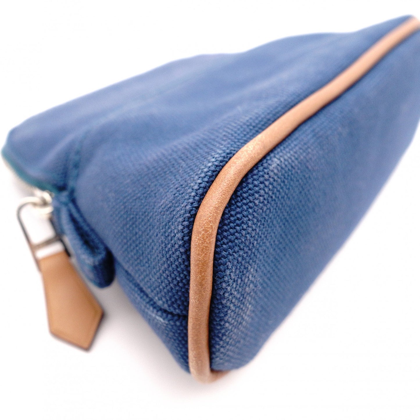 HERMES Bolide Pouch, Canvas, Blue, H Logo, Make-up Pouch