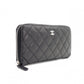 CHANEL Matelassé Long Wallet, Leather, Black, Silver Hardware