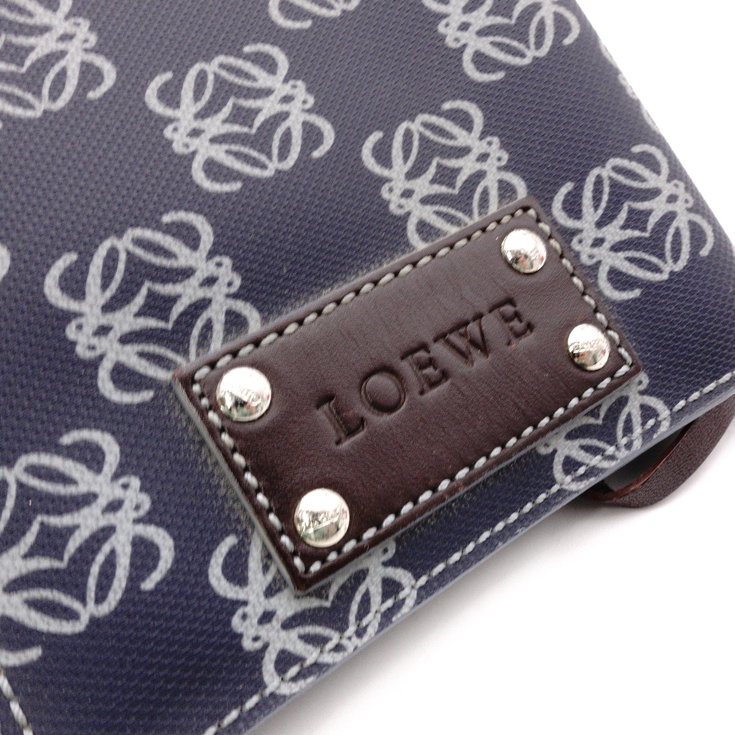LOEWE Anagram Notebook Cover, PVC/Leather, Navy, Logo