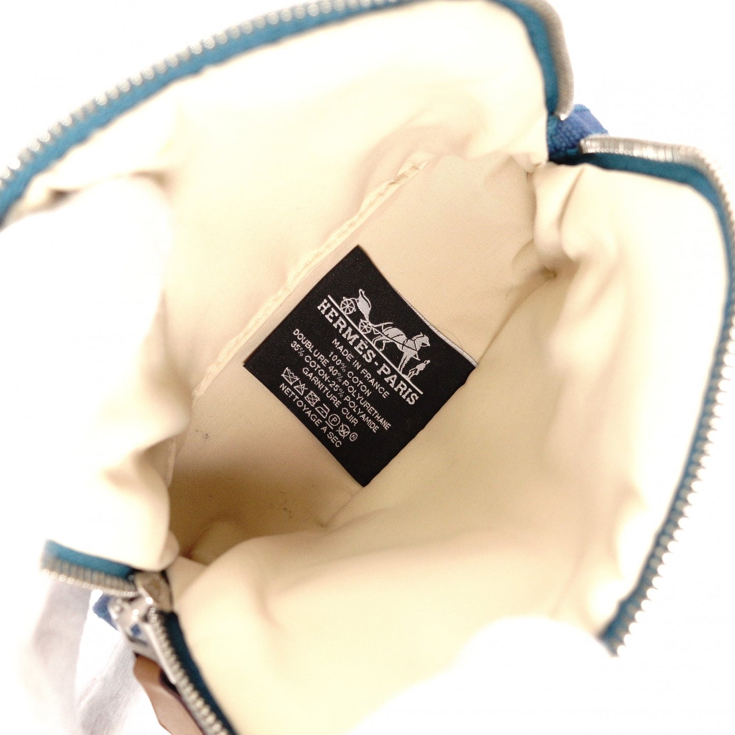HERMES Bolide Pouch, Canvas, Blue, H Logo, Make-up Pouch