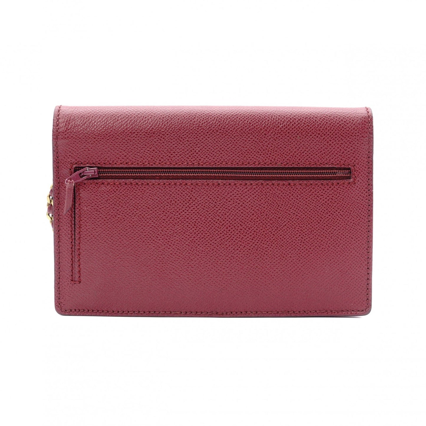 CHANEL Chain Wallet Shoulder Bag, Leather, Red, Gold Hardware