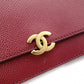 CHANEL Chain Wallet Shoulder Bag, Leather, Red, Gold Hardware