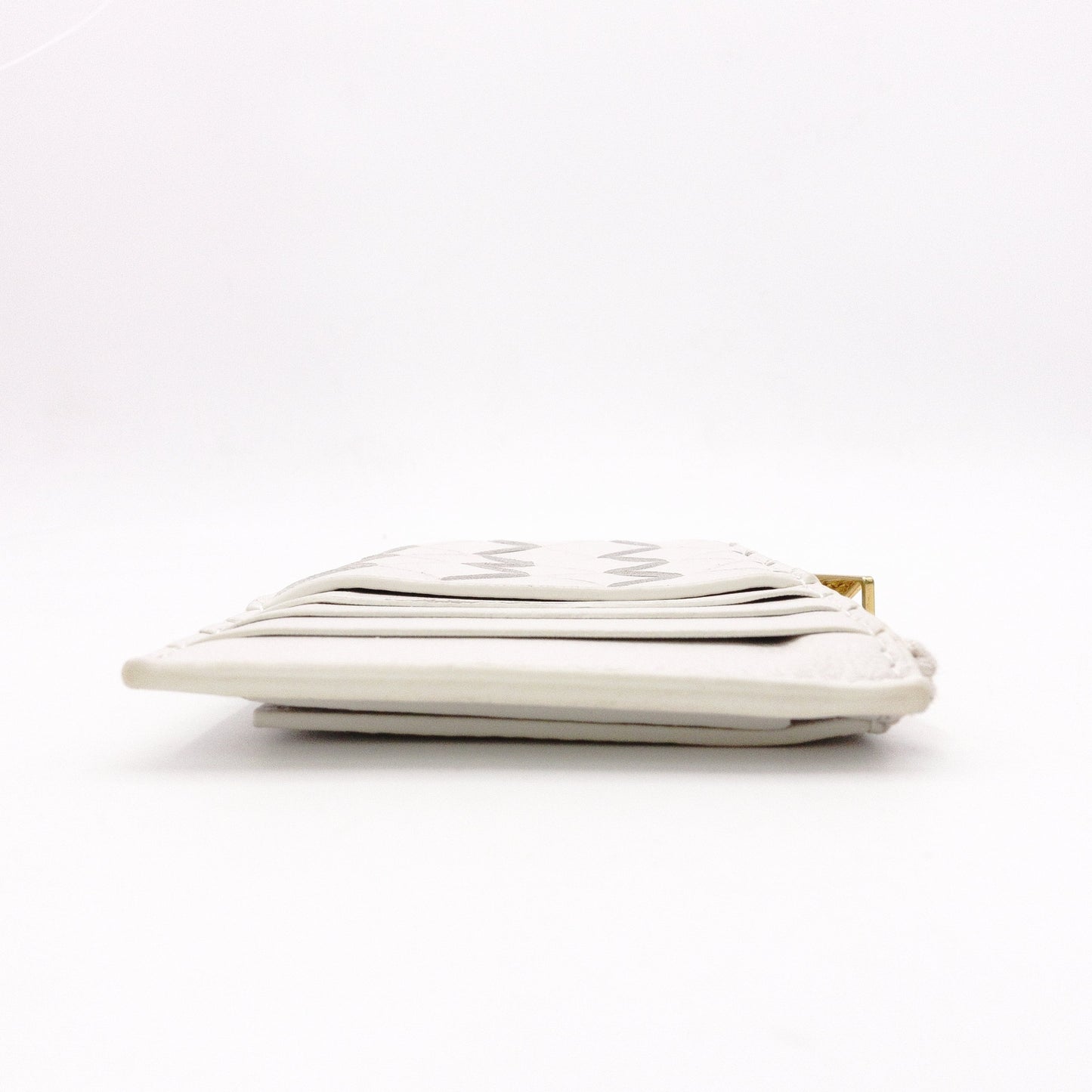 Bottega Veneta Intrecciato Coin Purse, Leather, White, Gold Hardware, Wallet
