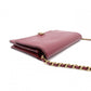 CHANEL Chain Wallet Shoulder Bag, Leather, Red, Gold Hardware
